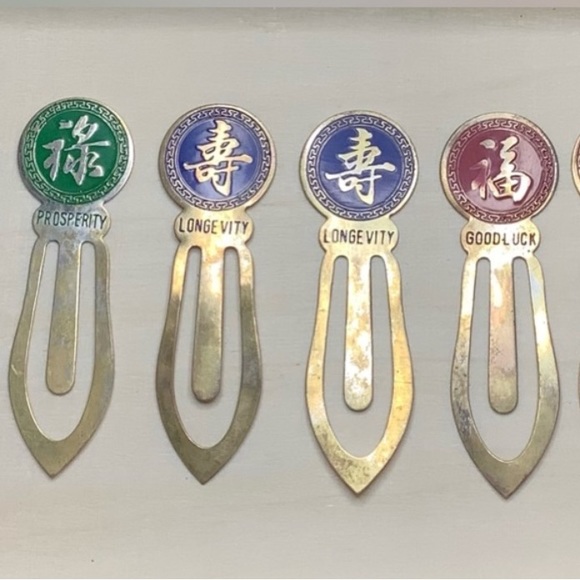 New vintage vintage metal bookmark (set of 3) prosperity longevity good luck - Picture 1 of 7
